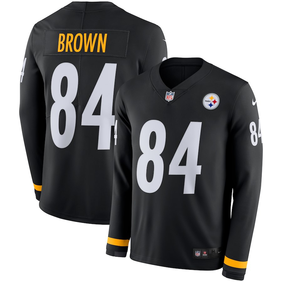 Men Pittsburgh Steelers #84 Brown black Limited NFL Nike Therma Long Sleeve Jersey